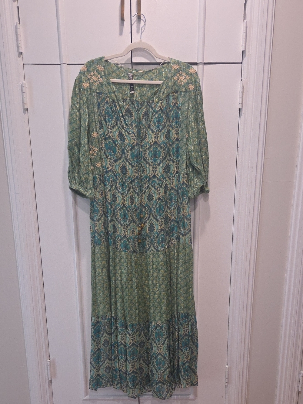 Zara Green Patterned Maxi Dress